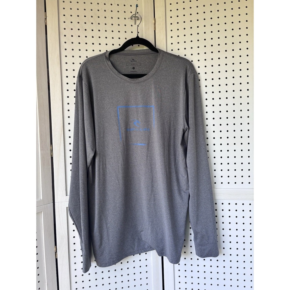 Rip Curl Tee Shirt Fit UPF 50 Long SLV Men's XL Gray Performance Swim Surf‎